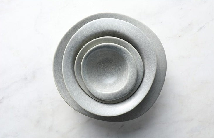 round ceramic grey dinnerware