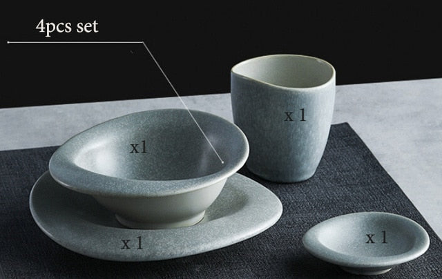 round ceramic grey dinnerware