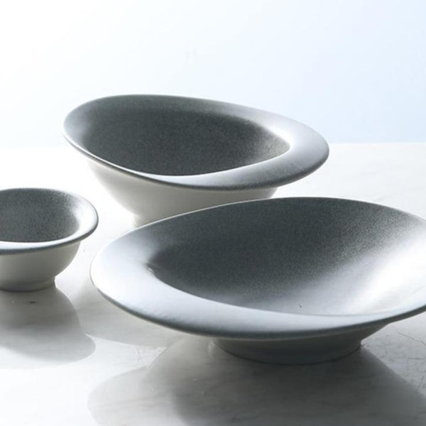 round ceramic grey dinnerware