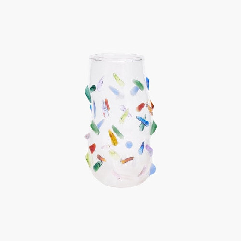 Sugar Coated Confetti Handmade Glass Graphic Organic shape colored cocktail glass