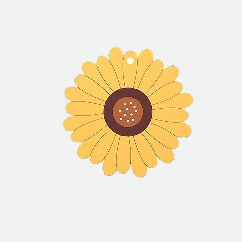 Yellow and Brown Silicone Sunflowers Shape Table Coaster