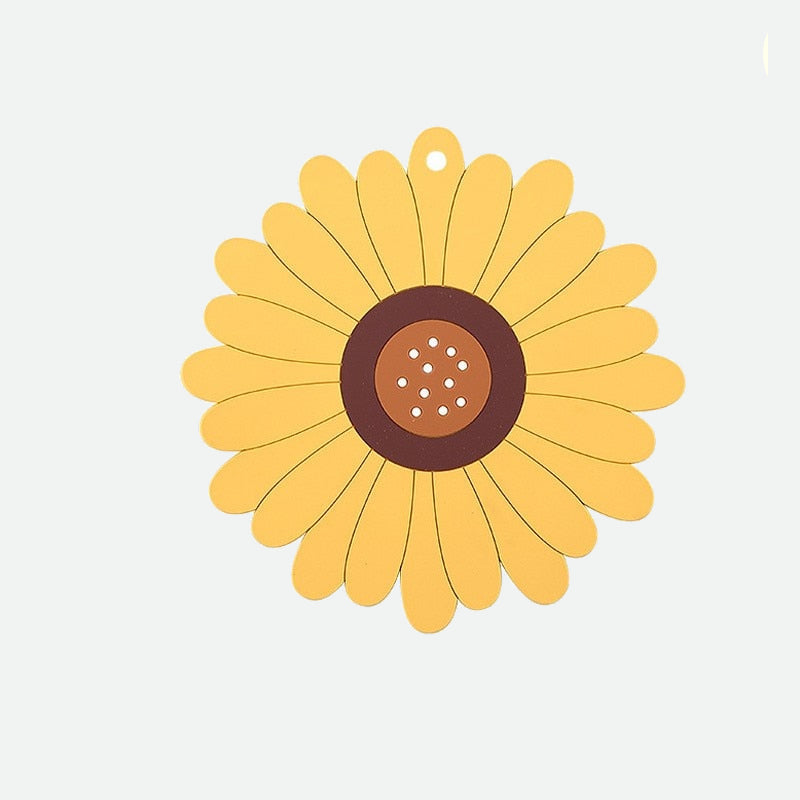 Yellow and Brown Silicone Sunflowers Shape Table Coaster