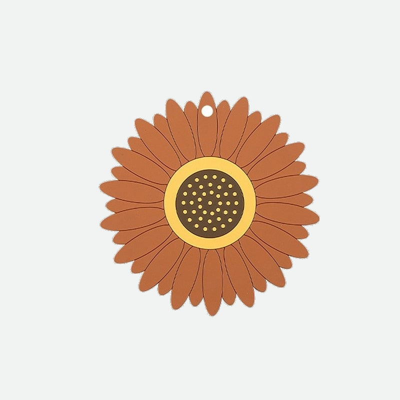 Yellow and Brown Silicone Sunflowers Shape Table Coaster