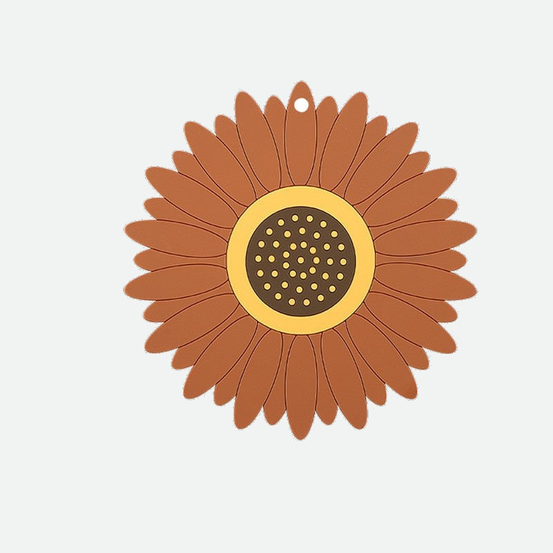 Yellow and Brown Silicone Sunflowers Shape Table Coaster