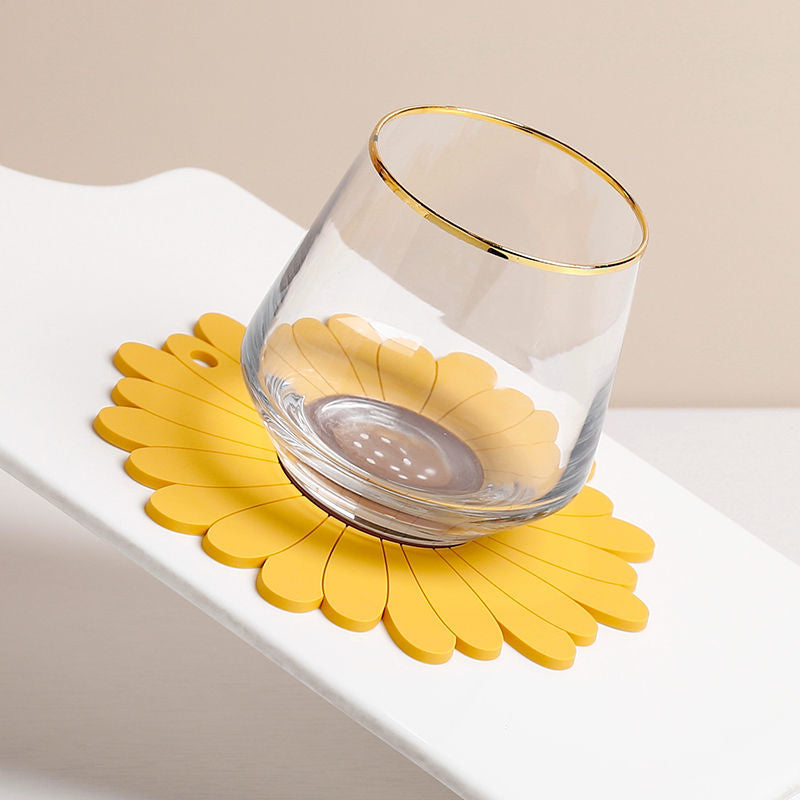 Yellow and Brown Silicone Sunflowers Shape Table Coaster