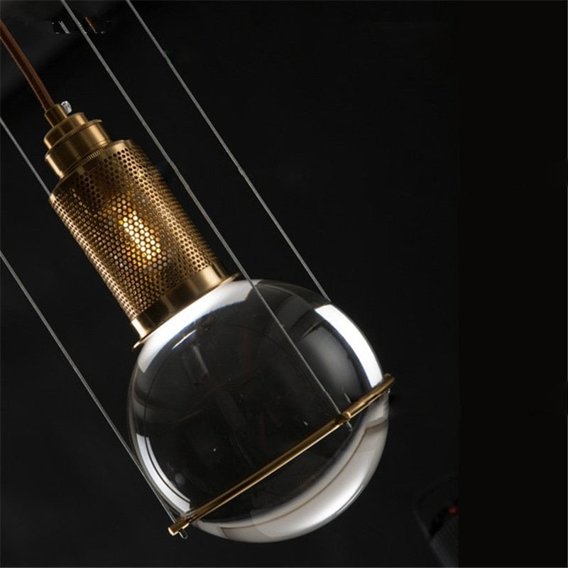 Suspended Drop Glass & Brass LED Pendant Light