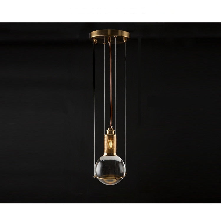 Suspended Drop Glass & Brass LED Pendant Light