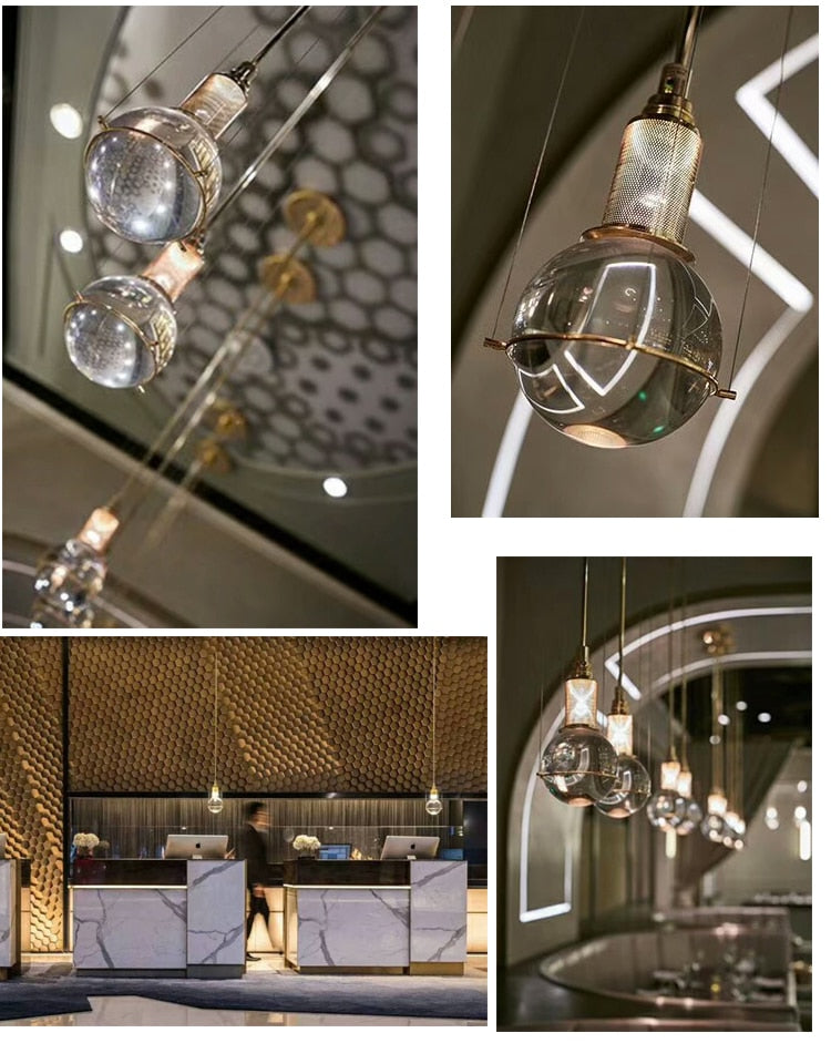 Suspended Drop Glass & Brass LED Pendant Light