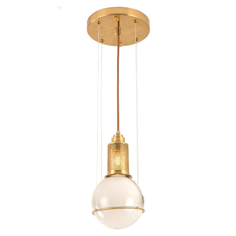 Suspended Drop Glass & Brass LED Pendant Light