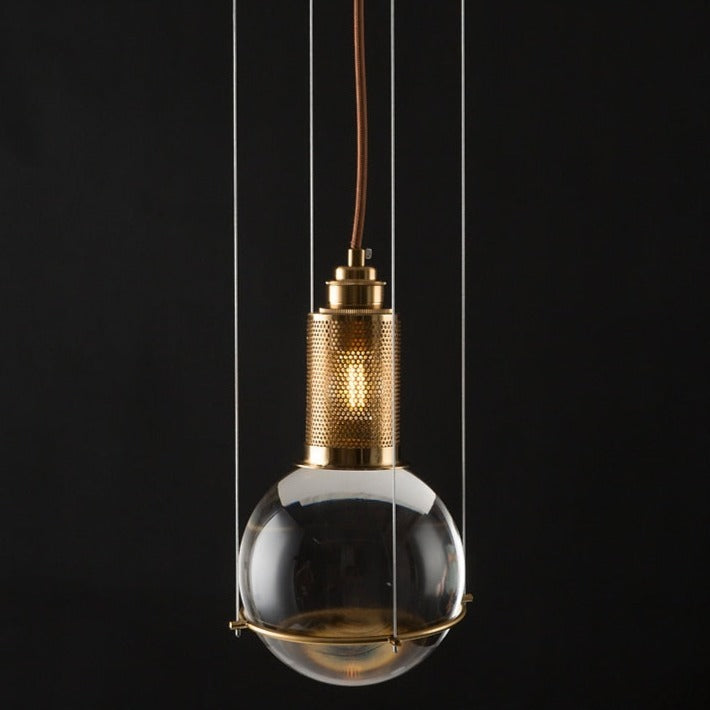 Suspended Drop Glass & Brass LED Pendant Light