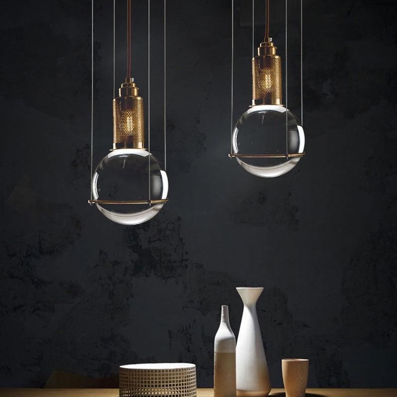 Suspended Drop Glass & Brass LED Pendant Light