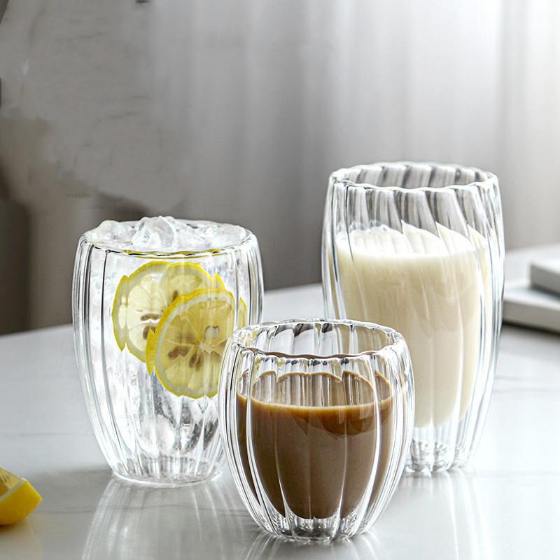 Transparent Drinkware Cup double layer ripple texture