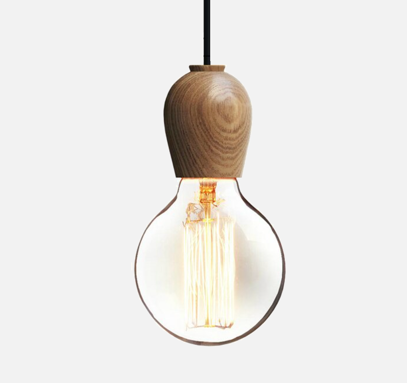 Tapered Wood Pendant Light Socket