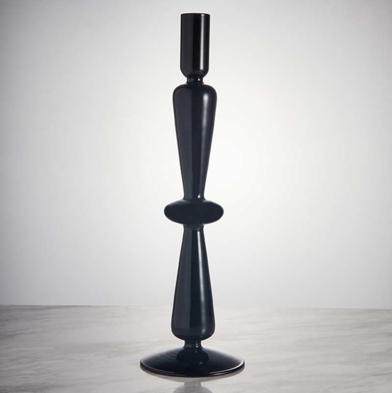 Geometric Black Eco-friendly blown glass candle holder