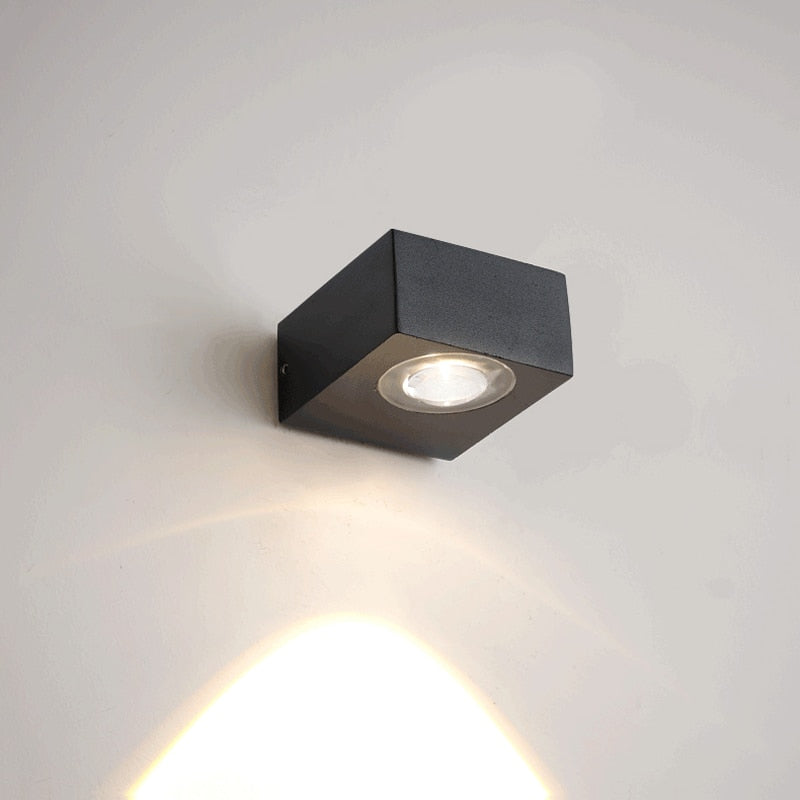 square aluminum base acrylic shade black wall lamp