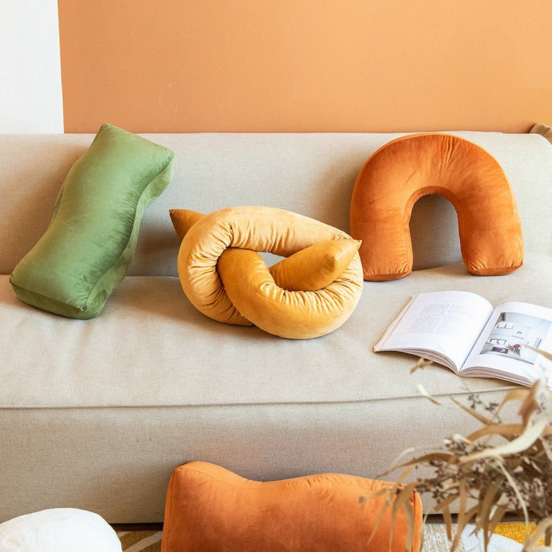 Velvety Retro Shapes Pillow