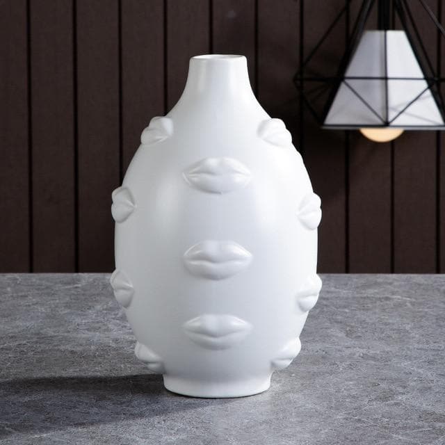 Designer Boho Ceramic Face Planters for Home Garden & Decor Dora Maar Jonathan Adler White