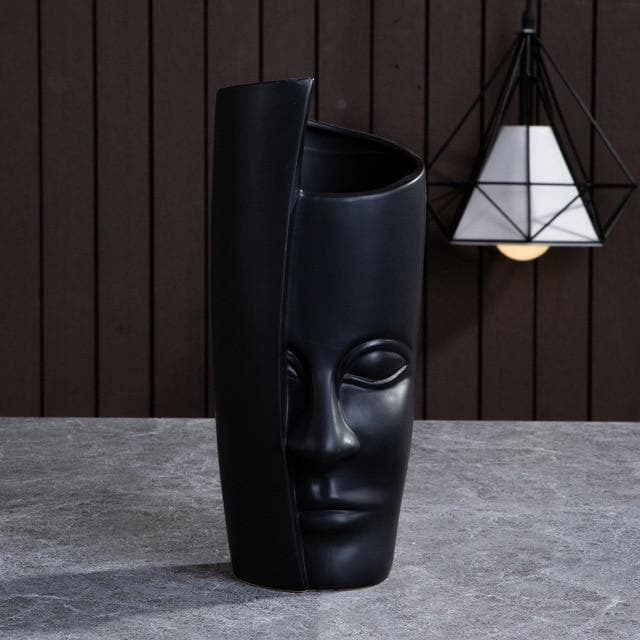 Designer Boho Ceramic Face Planters for Home Garden & Decor Dora Maar Jonathan Adler Black