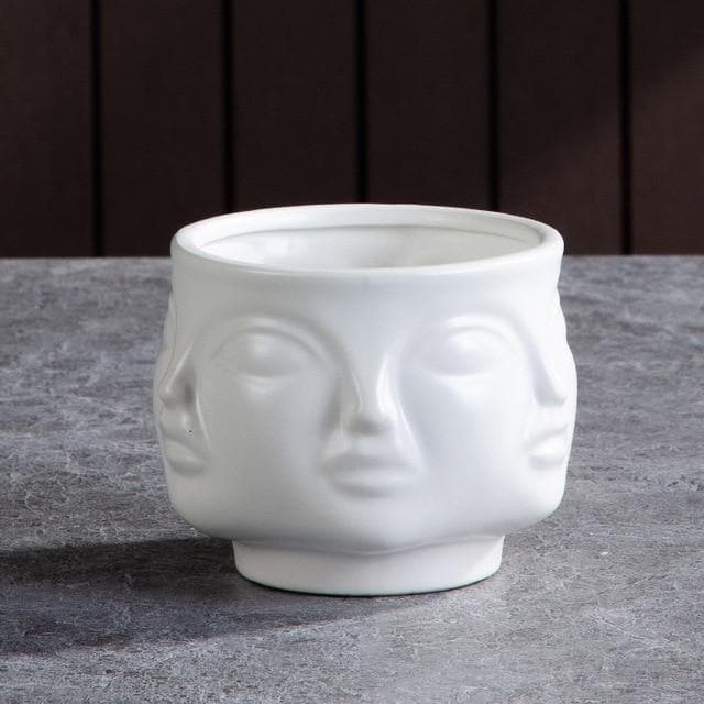 Designer Boho Ceramic Face Planters for Home Garden & Decor Dora Maar Jonathan Adler White