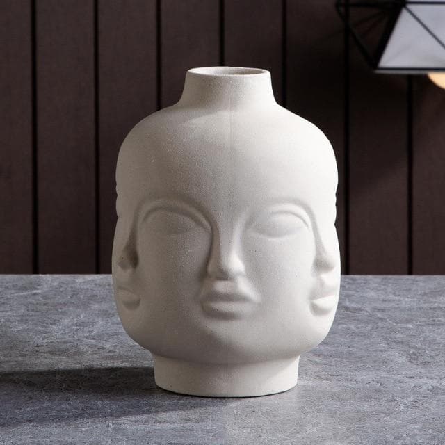 Designer Boho Ceramic Face Planters for Home Garden & Decor Dora Maar Jonathan Adler Clay NAtural