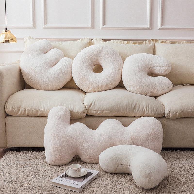 Letter Wavy Shape Plush Texture Multipurpose Pillows