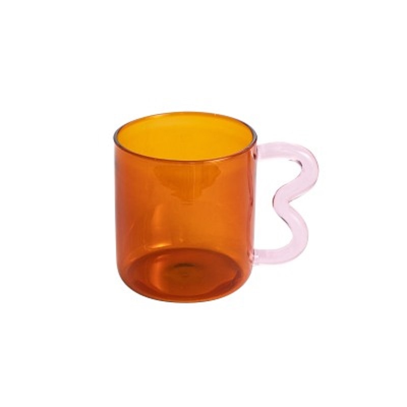 Colored Glass mugs with wavy handle