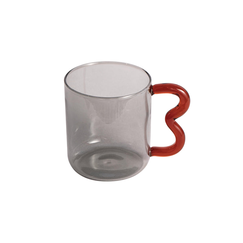 Colored Glass mugs with wavy handle