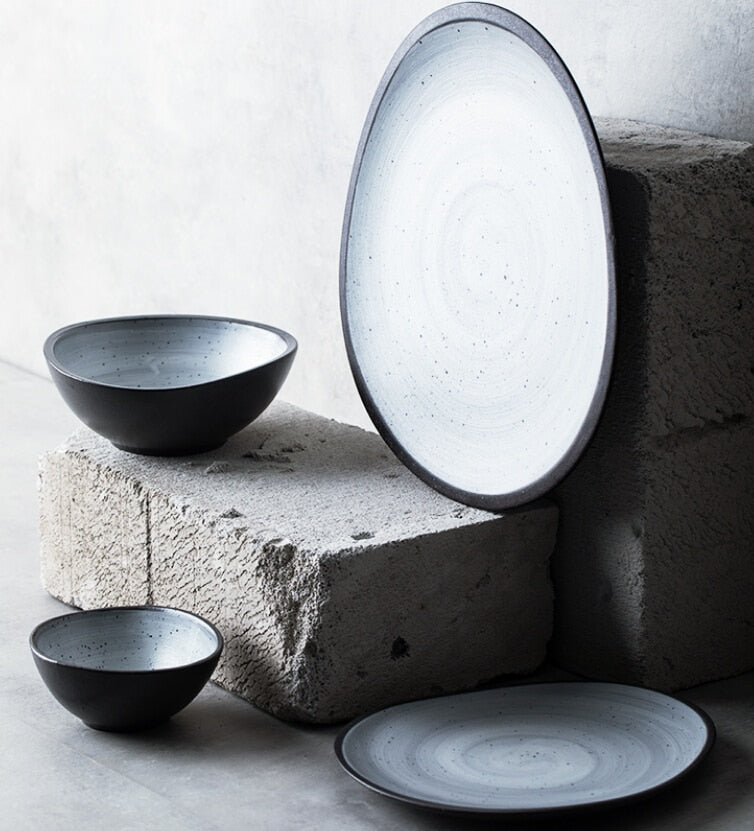 Whipped Pebble Bowl & Platter Set