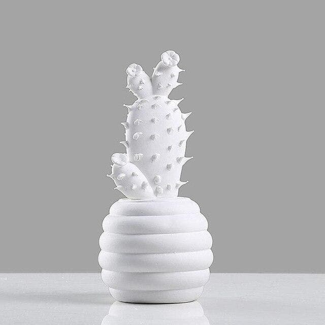 White Porcelain Ceramic Cactus Statues