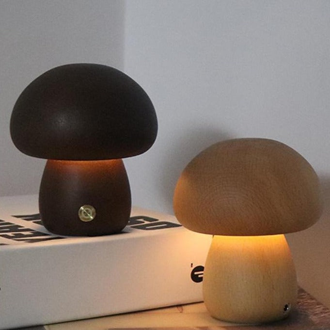 Wood Effect Mushroom Cordless Table Lamp