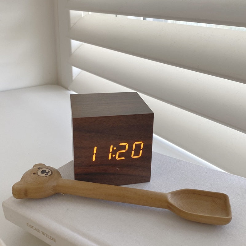 Wooden Digital Desk Alarm 