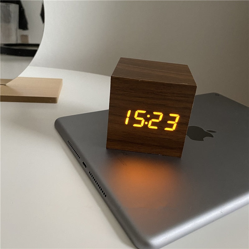 Wooden Digital Desk Alarm 