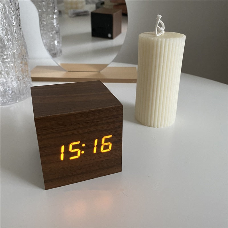 Wooden Digital Desk Alarm 