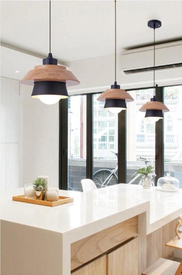 Wood and Metal Layered LED Pendant