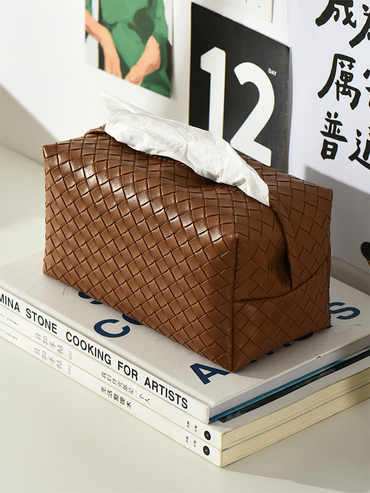 Woven Storage Box Tissue Holder Perfect for Bathroom and Kitchen Table Napkin 