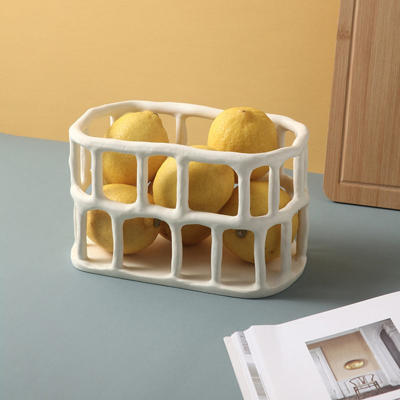 square caged woven pattern hollow bowl container