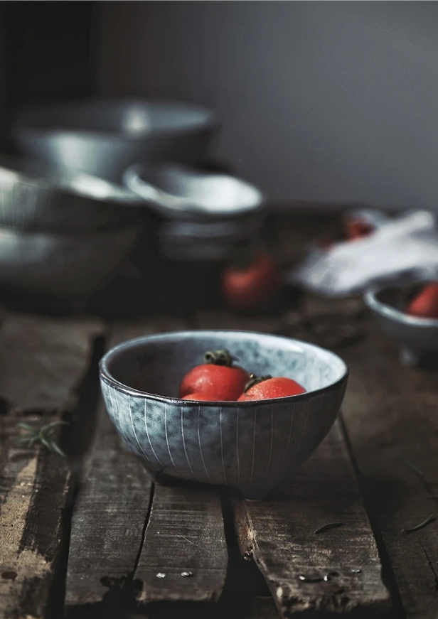 Japanese Porcelain Bowls for Modern Kitchen and Home Decor blue gray