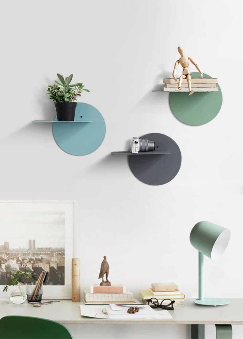 Disc Wall Shelves in Bright Colors Scandinavian Design for Modern Room Decor