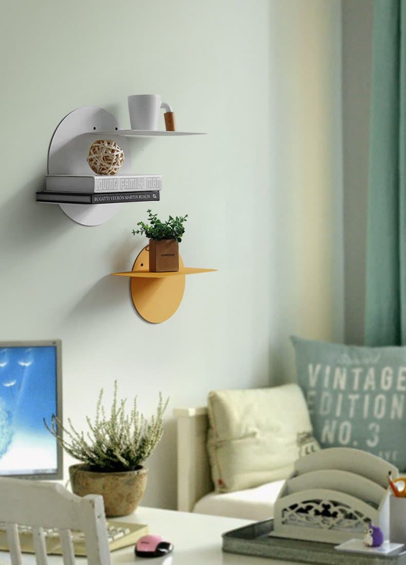 Disc Wall Shelves in Bright Colors Scandinavian Design for Modern Room Decor