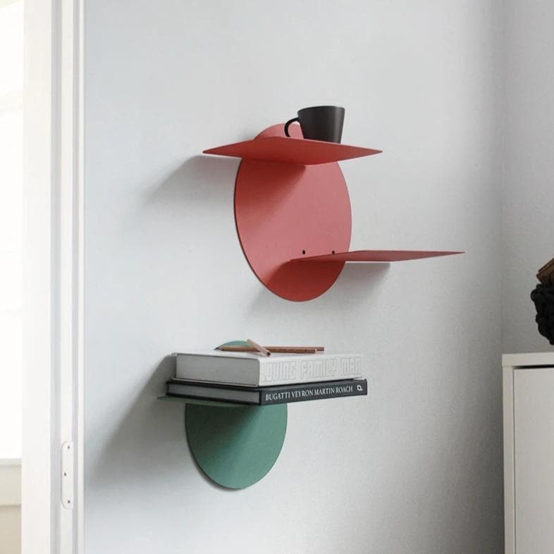 Disc Wall Shelves in Bright Colors Scandinavian Design for Modern Room Decor