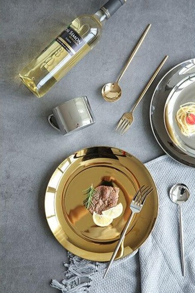 Bella Metallic Glazed Ceramic Plates & Trays