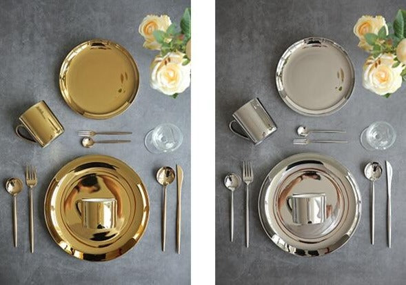 Bella Metallic Glazed Ceramic Plates & Trays