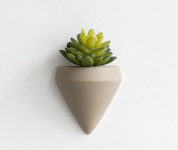 Modern Ceramic Wall Planter for Home Decor Taupe