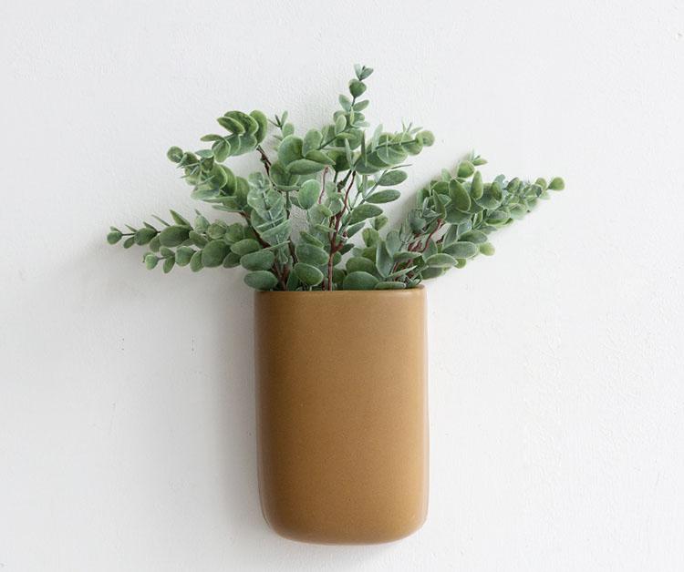 Modern Ceramic Wall Planter for Home Decor Ochre