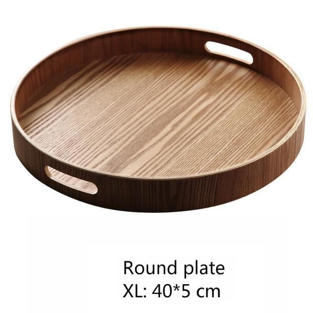 Plateaux de service ronds en bois élégants 