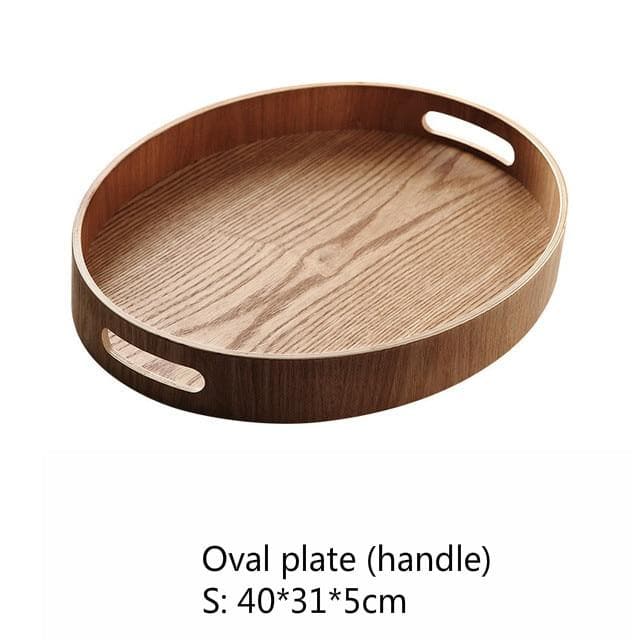 Plateaux de service ronds en bois élégants 