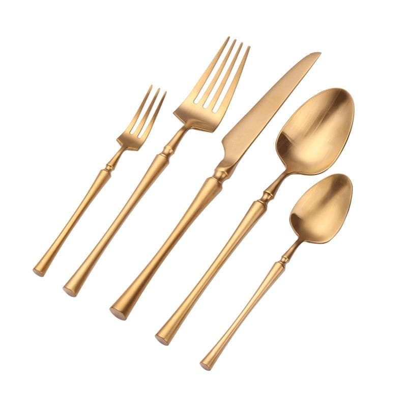 Gold Cutlery Set Stainless Steel Dinner Table Knife Spoon Fork Tea Spoon Golden Tableware