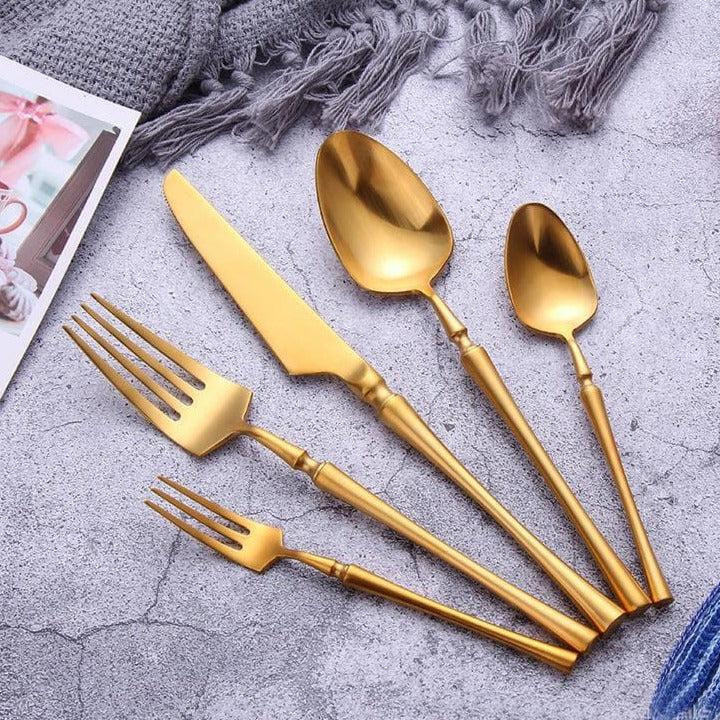 Gold Cutlery Set Stainless Steel Dinner Table Knife Spoon Fork Tea Spoon Golden Tableware 