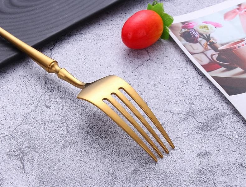 Gold Cutlery Set Stainless Steel Dinner Table Knife Spoon Fork Tea Spoon Golden Tableware