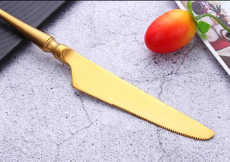 Gold Cutlery Set Stainless Steel Dinner Table Knife Spoon Fork Tea Spoon Golden Tableware